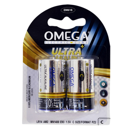 OMEGA BATTERIA MEZZA TORCIA -C- 1,5V 2PZ