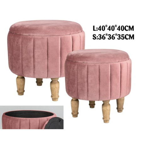 VEA SET 2 POUF MADRID VELL ROSA ANTICO