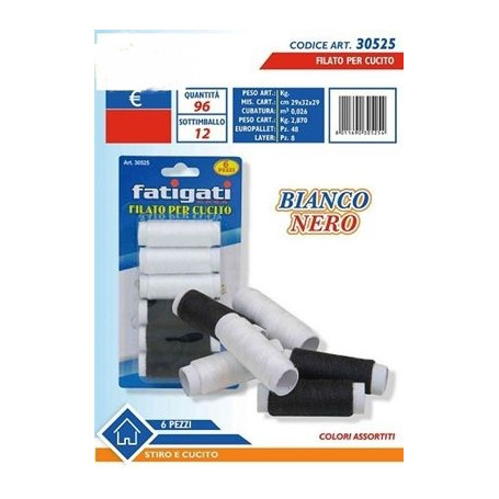 FATIGATI FILATO PER CUCITO 6PZ. BIANCO/N