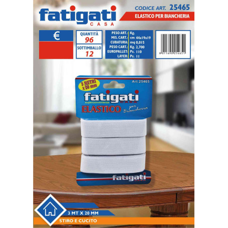 FATIGATI ELASTICO BIANCHERIA 3X20 BIANCO