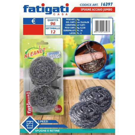 FATIGATI SPUGNE ACCIAIO JUMBO 2PZ.