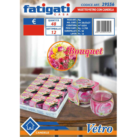 FATIGATI VASETTO VETRO C/CANDELA BOUQUET