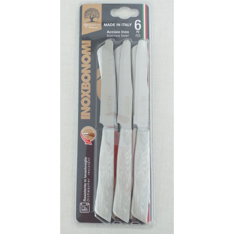 BONOMI COLTELLI TAVOLA 6PZ WOOD SBIANCAT