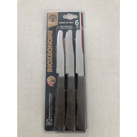 BONOMI COLTELLI TAVOLA 6PZ WOOD FANGO