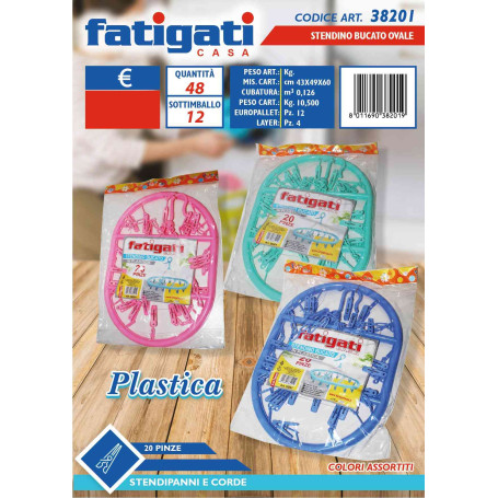 FATIGATI STENDINO PLASTICA OVALE 20 PINZ