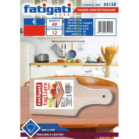 FATIGATI TAGLIERE LEGNO RETT. CM.28X12