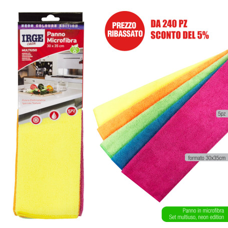 IRGE PANNO MICROFIBRA 5PZ 30X35 FLUO