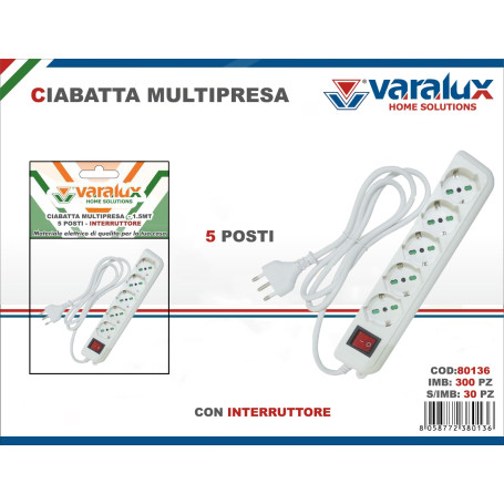 VARALUX SCARPETTA M/PRESA 5P C/INTERRUTT