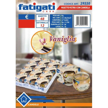 FATIGATI VASETTO VETRO C/CANDELA VANIGL